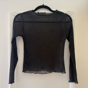 Brandy Melville Black Sheer Sparkle Long-Sleeve Mesh Top